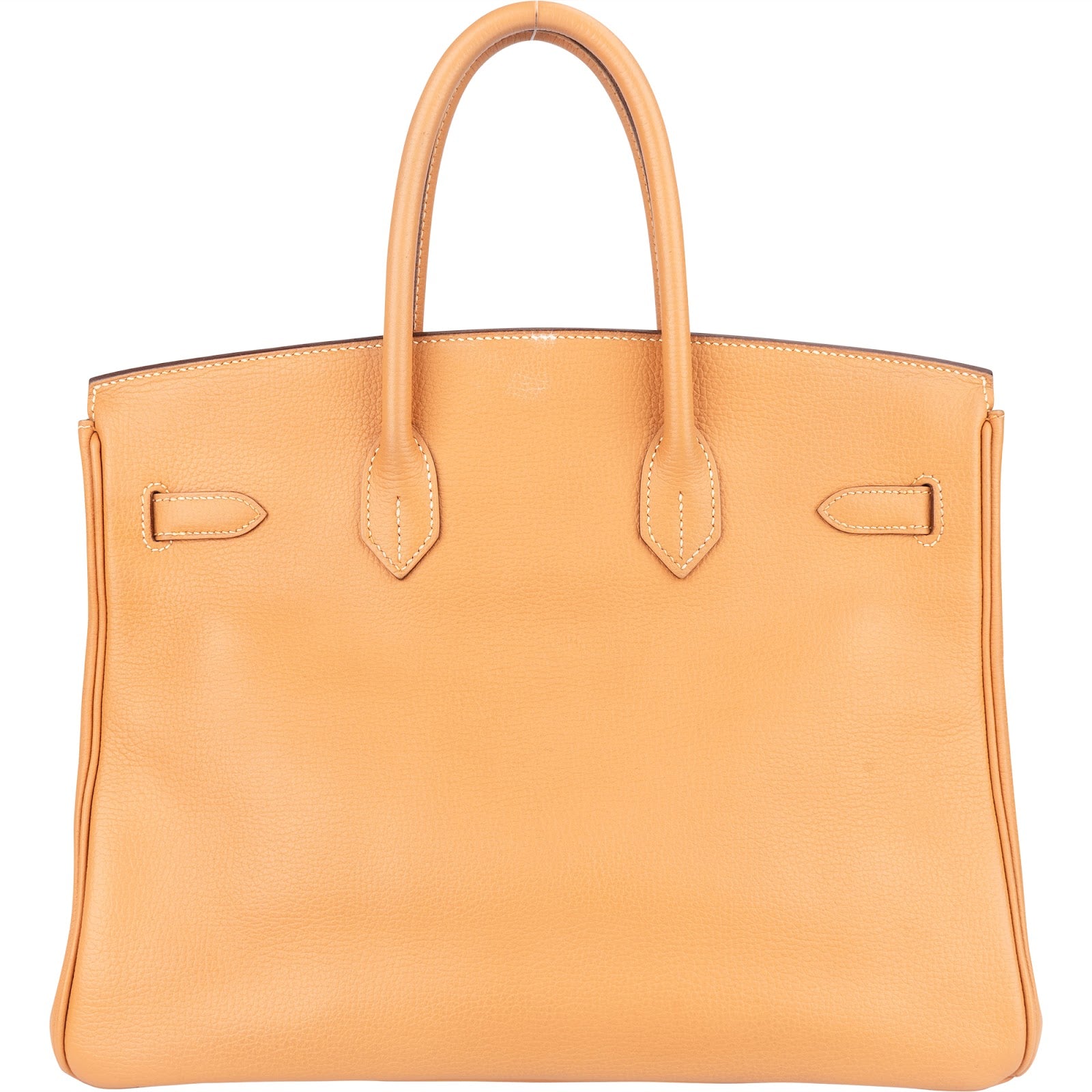 Hermès Fjord Leather Birkin 35 Handbag Beige Brown Palladium Hardware - vintageandkickz