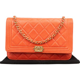 Chanel Quilted Lambskin Boy Wallet on Chain Crossbody Bag