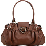 Salvatore Ferragamo Pebbled Leather Marella Satchel Shoulder Bag