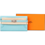 Hermès Bleu Atoll Swift Leather Kelly Ghillies Wallet