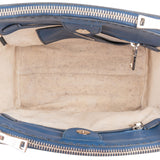 Prada Blue Stitched Calfskin Twin City Shopper Handbag