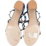 Valentino Garavani Blue Leather Rockstud Block Heel Sandal Sandals (40)