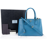 Prada Blue Saffiano Leather Galleria Handbag