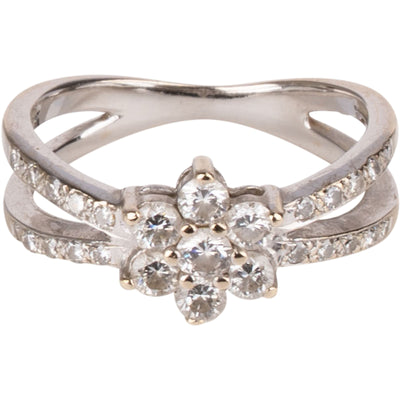 Handcrafted 0,48 Carat Diamond Snow Flower Bicolor 750 Gold Ring (#50)