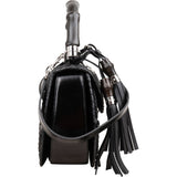 Gucci Black Leather Pony Hair New Bamboo Top Handle Crossbody Bag
