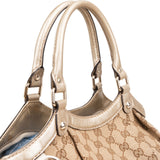 Gucci Monogram GG Canvas Metallic Leather Sukey Handbag