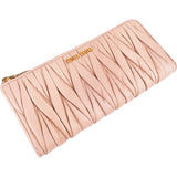 Miu Miu Matelassé Nappa Leather Horizontal Zip Around Wallet