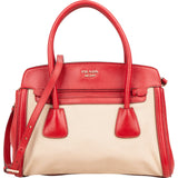 Prada Bicolor Saffiano & Canvas Handbag