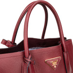 Prada Red Saffiano Leather Double Handbag - vintageandkickz