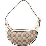 Gucci Monogram GG Supreme Canvas Web Stripe Ophidia Half-Moon Mini Shoulder Bag