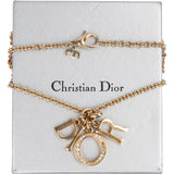Christian Dior Emblem Letters Crystal Charm Necklace