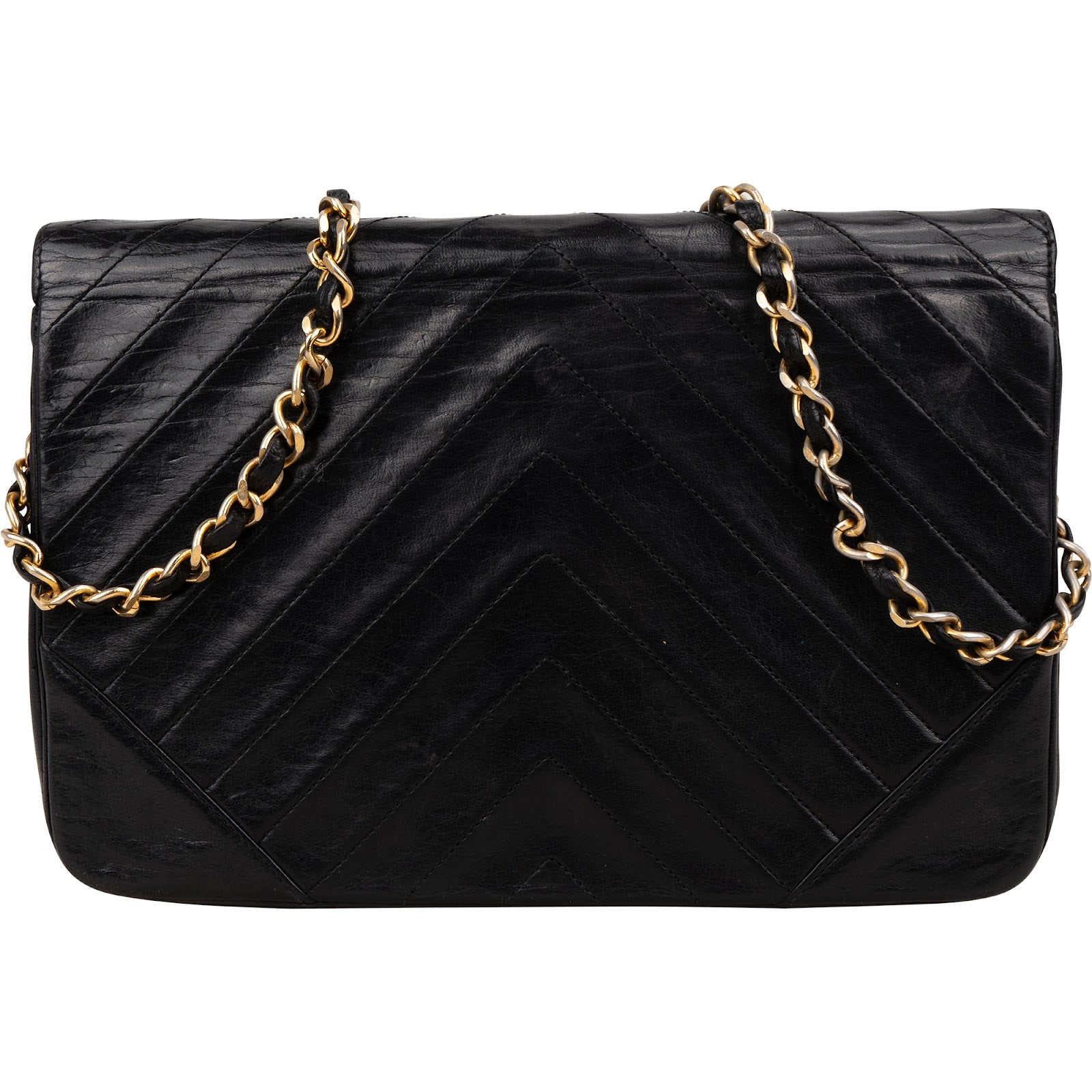 [🔄️B20 / F21] Chanel Lambskin Chevron Single Flap Crossbody Bag - vintageandkickz