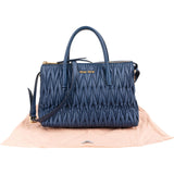 Miu Miu Blue Quilted Matelassé Nappa Leather Handbag