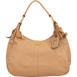 Prada Beige Vitello Daino Leather Buckle Shoulder Bag