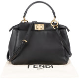 Fendi Black Leather Peekaboo Small Handbag