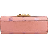 Gucci Pink Leather Glitter Embossed Fruits Small Padlock Crossbody Bag