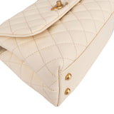 Chanel Quilted Caviar Leather Top Handle Single Flap Crossbody Handbag