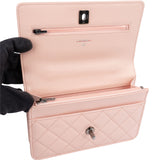 Chanel Pink Quilted Lambskin Crystal Top Handle Wallet On Chain Crossbody Bag