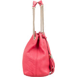 Gucci Grained Pink Leather GG Soho Chain Tote Shoulder Bag
