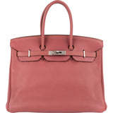 Hermès Bois De Rose Taurillon Clemence Leather Palladium Birkin 35 Handbag