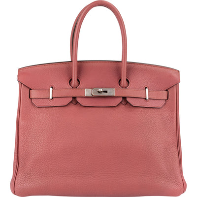 Hermès Bois De Rose Taurillon Clemence Leather Palladium Birkin 35 Handbag