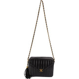 Chanel Lambskin Vertical Quilted Tassel 24K Gold Camera Crossbody Bag