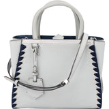 Fendi Blue Leather FF 2Jours Whipstitch Tote Handbag