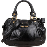 Miu Miu Vitello Shine Leather Bow Bauletto Handbag