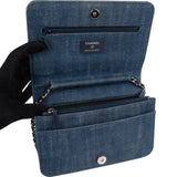 Chanel Denim Velvet Graffiti Wallet On Chain Crossbody Bag