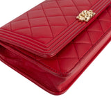Chanel Quilted Leather Boy Wallet On Chain Crossbody Bag