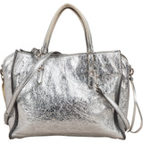 Balenciaga Metallic Crinkled Leather Small City Crossbody Handbag