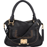 Chloé Black Leather Marcie Satchel Shoulder Bag