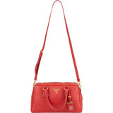 Prada Red Vitello Daino Leather Duffle Handbag