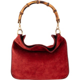 Gucci Suede Bamboo Handle Hobo Handbag