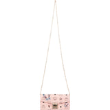 MCM Pink Monogram Patricia Visetos Rabbit Wallet On Chain Crossbody Bag