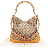 Gucci Monogram GG Canvas Bamboo Handle Shoulder Handbag
