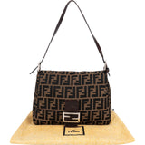 Fendi Monogram Zucca Canvas Mamma Baguette Shoulder Bag