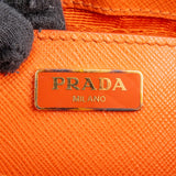 Prada Orange Saffiano Lux Leather Micro Galleria Crossbody Handbag
