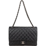 Chanel Quilted Lambskin Palladium Maxi Single Flap Crossbody Bag