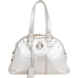 Yves Saint Laurent Metallic Silver Leather Muse Handbag