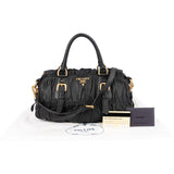 Prada Black Nappa Leather Gauffre Satchel Handbag