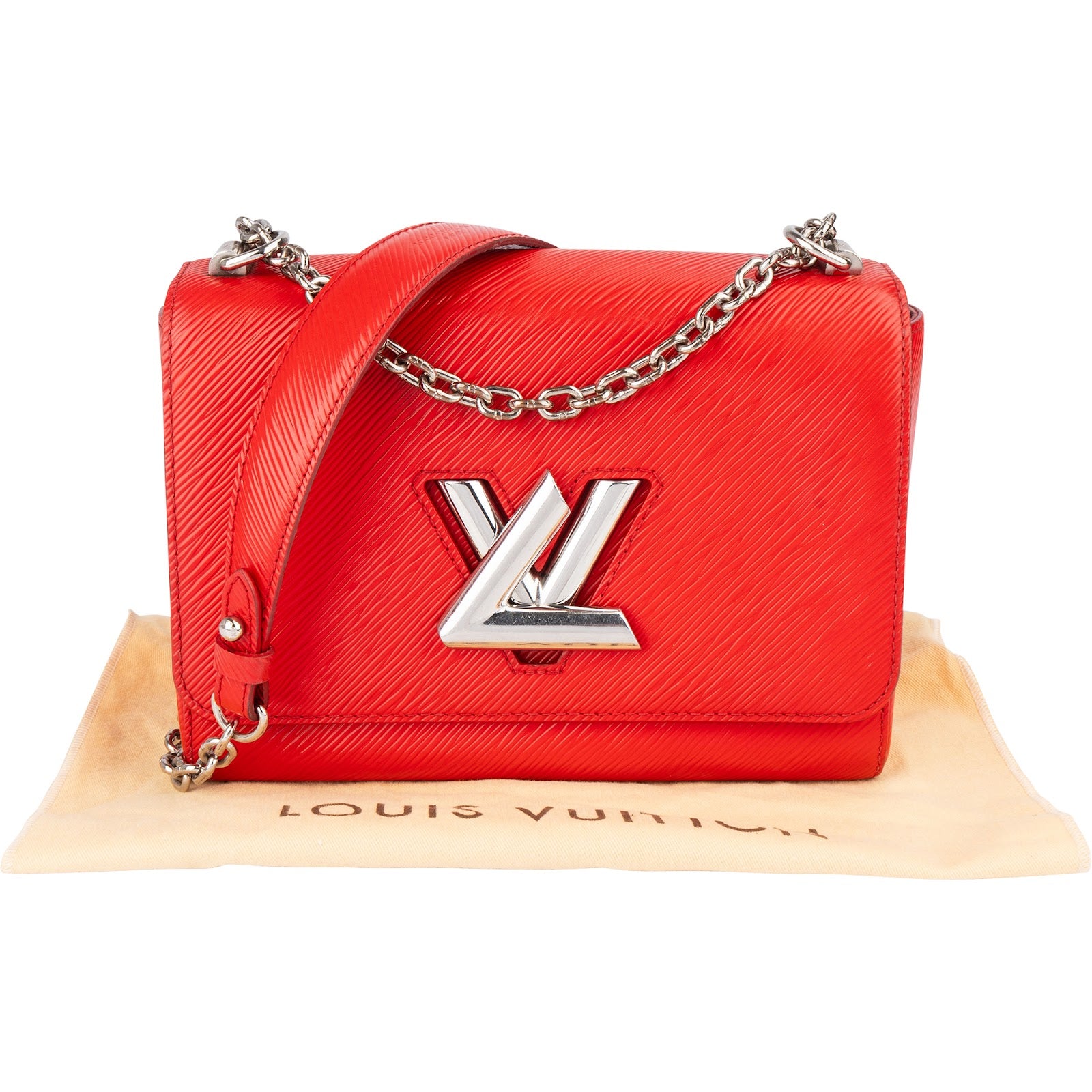 [🔄️B08 / F34] Louis Vuitton Red Epi Leather Twist MM Crossbody Bag - vintageandkickz