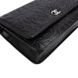 Chanel Camellia Embossed Lambskin Wallet on Chain Crossbody Bag