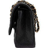 Chanel Quilted Caviar Leather Gold Medium Double Flap Crossbody Bag
