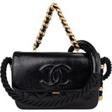 Chanel Aged Calfskin Vintage Rope Strap Single Flap Shoulder Bag
