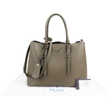 Prada Green Saffiano Leather Double Handbag