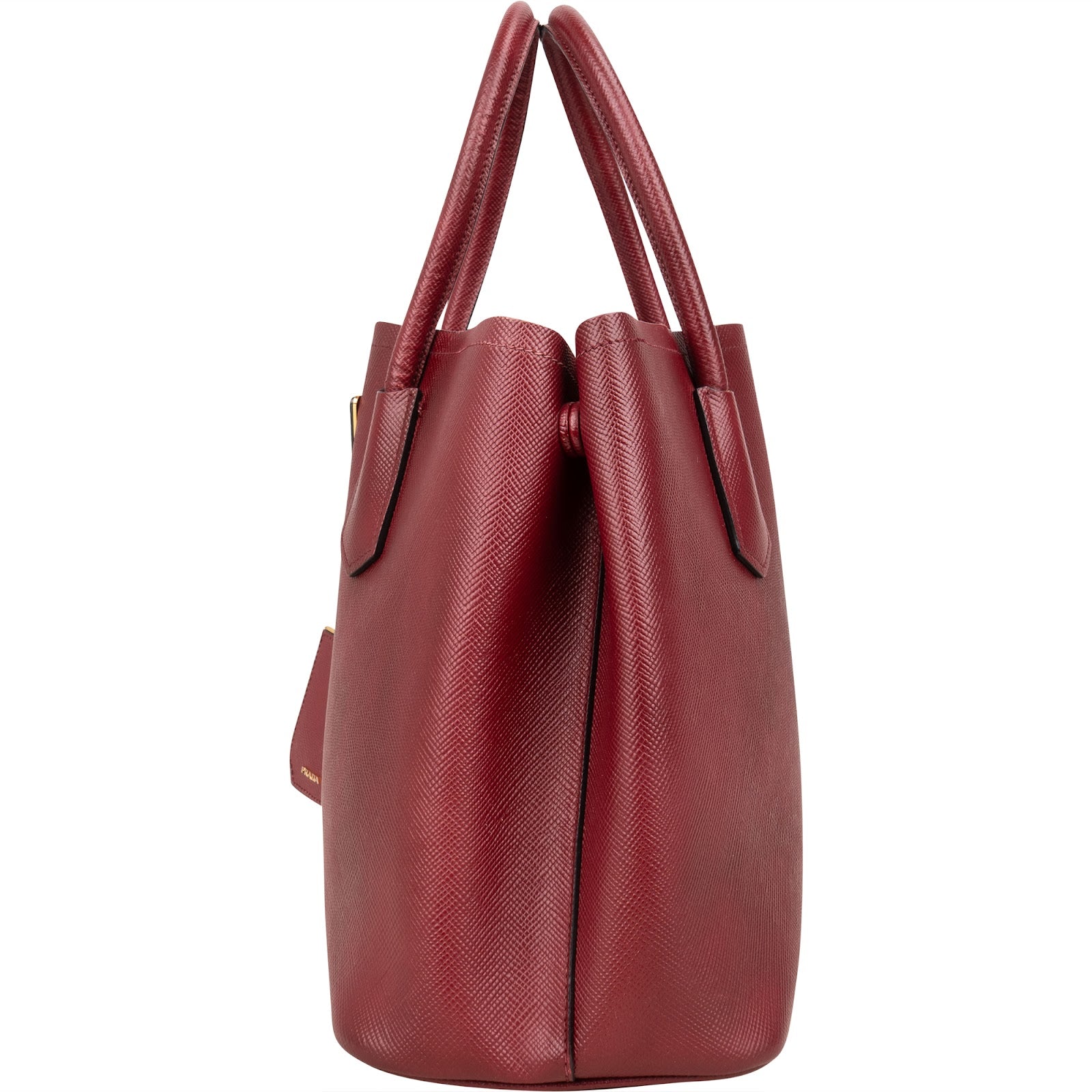 Prada Red Saffiano Leather Double Handbag - vintageandkickz