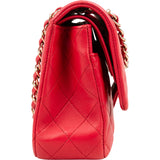 Chanel Quilted Lambskin Medium Double Flap Shoulder Bag Hot Pink