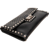Prada Saffiano Move Leather Studded Lock Clutch Bag