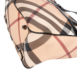 Burberry Nova-Check Monogram Patent Leather Small Tote Handbag
